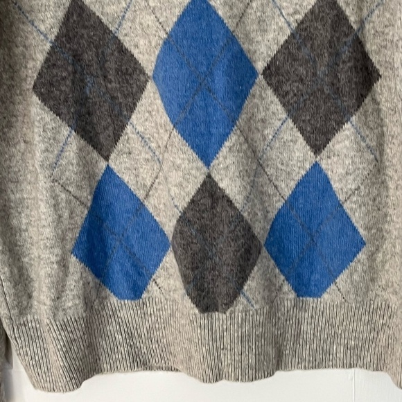 Allen Solly Men's 100% 2 Ply Cashmere Argyle V Neck Sweater M Preppy Academia - Picture 4 of 14
